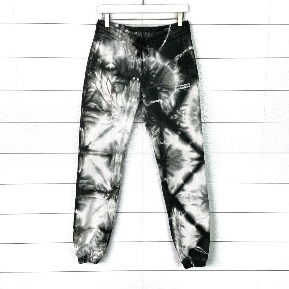 TALENTLESS Black and White Tie-Dye Joggers